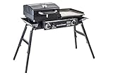 Blackstone Tailgater Stainless Steel 2 Burner Portable Gas Grill and Griddle Combo Total 35,000 BTUs for Indoor or Backyard, Outdoor, Patio, Picnic, Garden Cooking